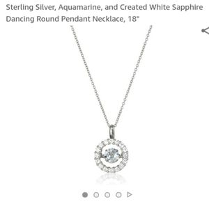 Aquamarine White Sapphire Floating SS Necklace NIB